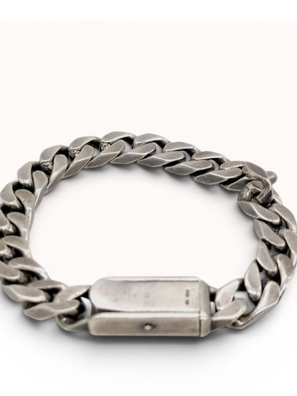 Gucci Sterling Silver Heavy Curb Link Bracelet 925 Italy 21cm 15mm